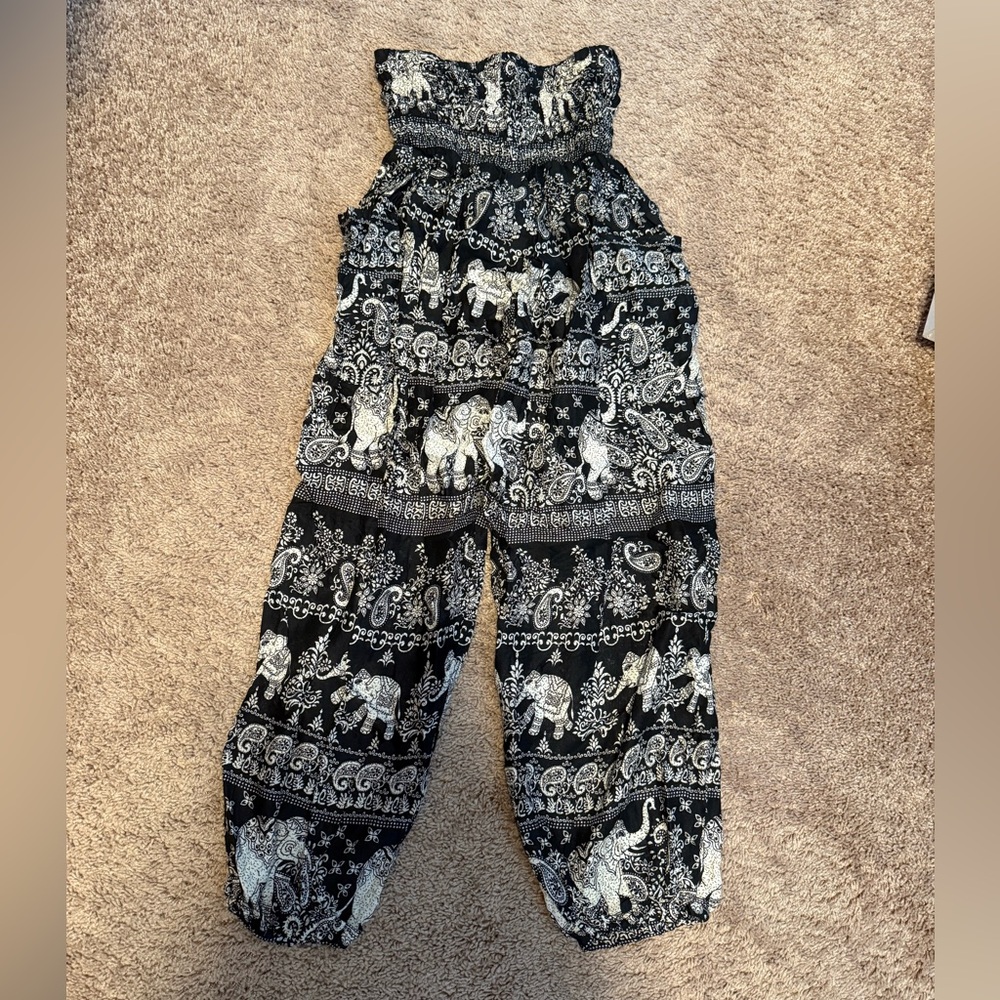 Black and White Elephant Print Pants